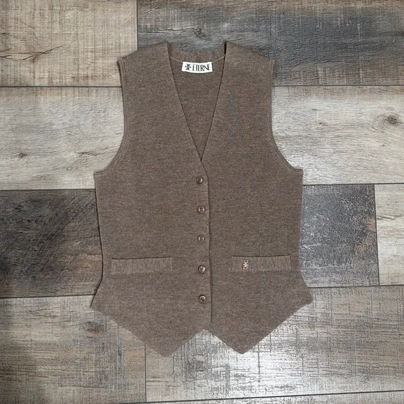 ETERNE Paige cashmere vest top in millet size M/L - Picture 2 of 5